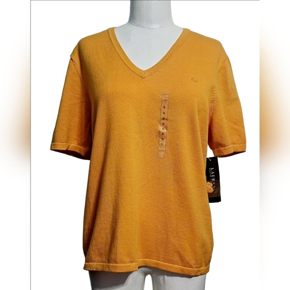 Lauren Ralph Lauren Tops - Lauren Ralph Lauren Women's Short Sleeve V-Neck Quiet Luxury Basic Sweater Sz XL